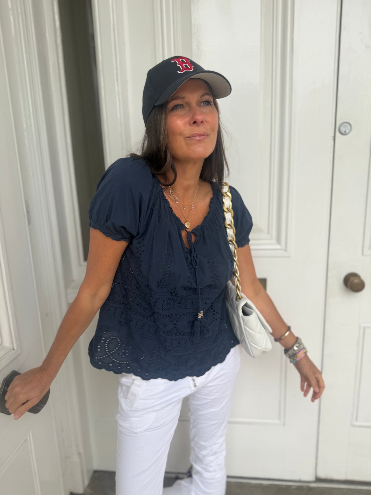 Florence Broiderie Anglaise Top - Navy