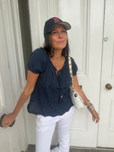 Florence Broiderie Anglaise Top - Navy