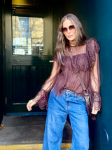 Saskia Lace Top - Chocolate