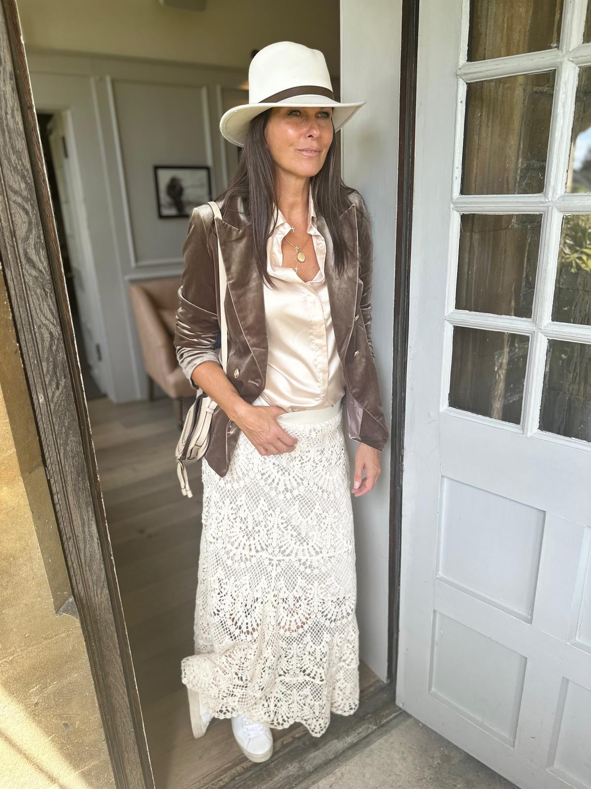 Blazer Victoria de terciopelo con efecto hongo