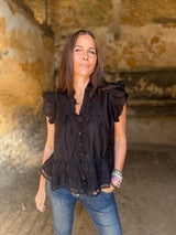 Arden Ruffle Blouse - Black