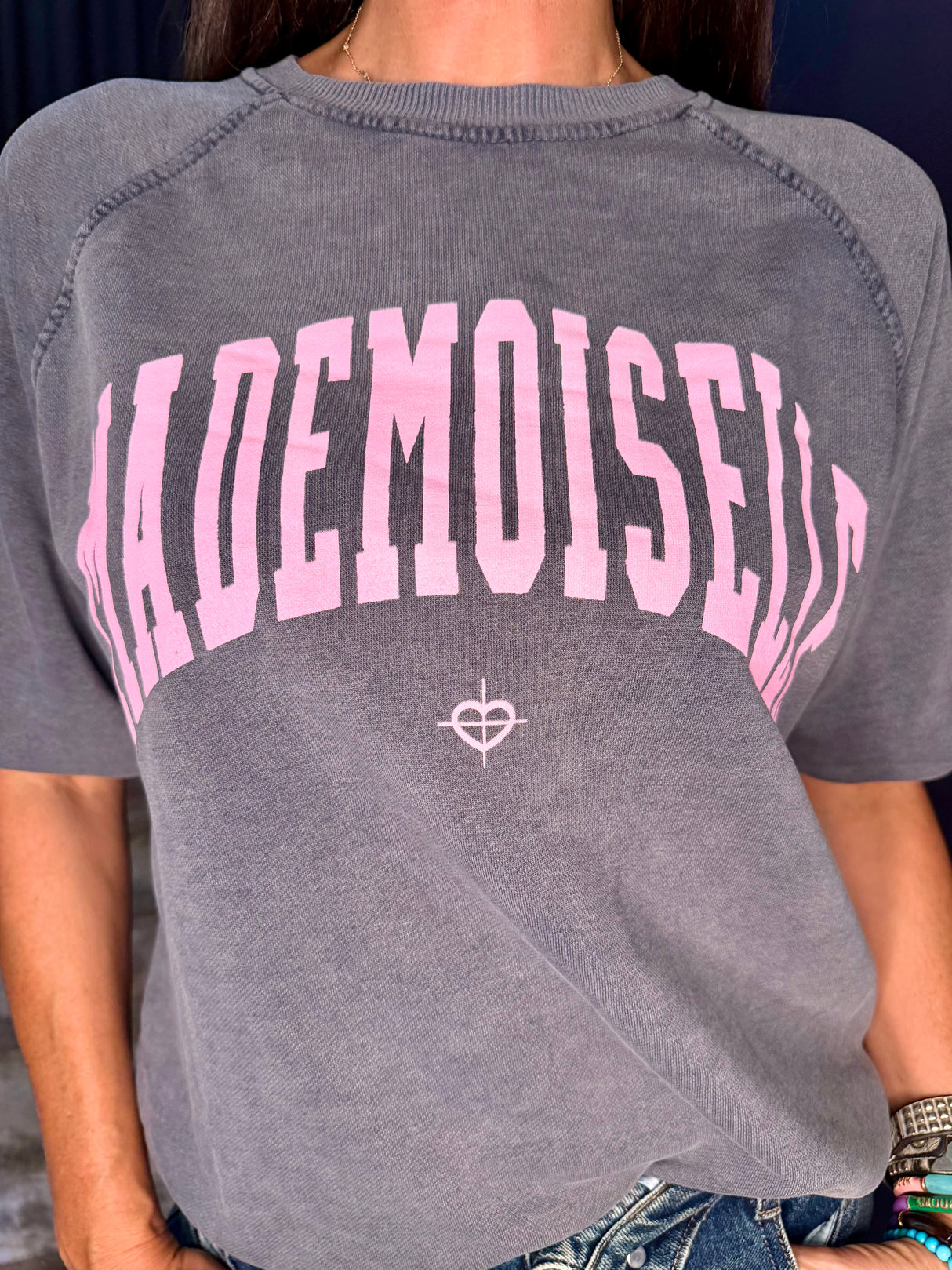 Mademoiselle Sweatshirt - Charcoal/Pink