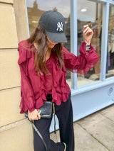 Ruby Ruffle Blouse - Cherry