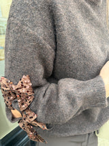 Riley Knit With Sequin Bow - Chocolate