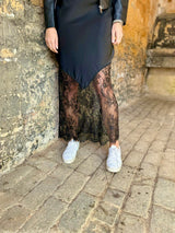 Falda lencero de encaje Saint - Negro