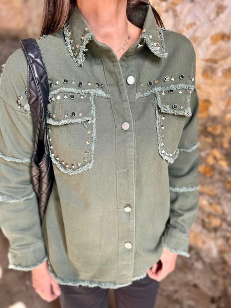 Chaqueta cargo con tachuelas Rocky - Verde