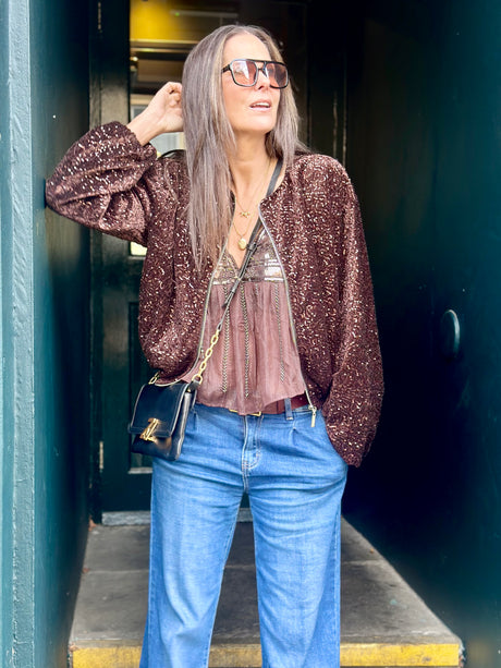Marant Sequin Bomber - Chocolate