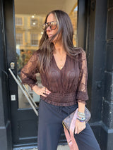 Nolan Lace Top - Chocolate