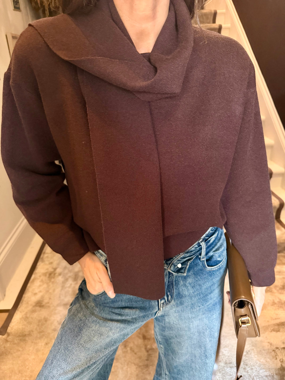 Willow Knit With Scarf - Chocolate