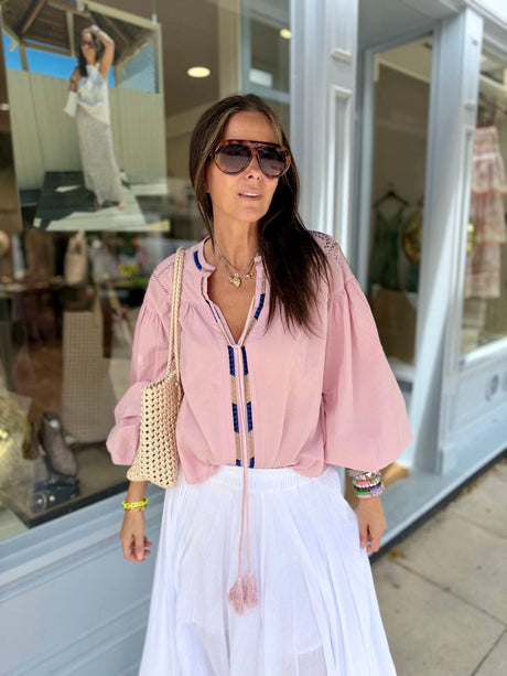 Citrine Blouse With Tassel - Pink