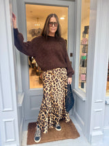 Layla Animal Print Midi Skirt - Amber