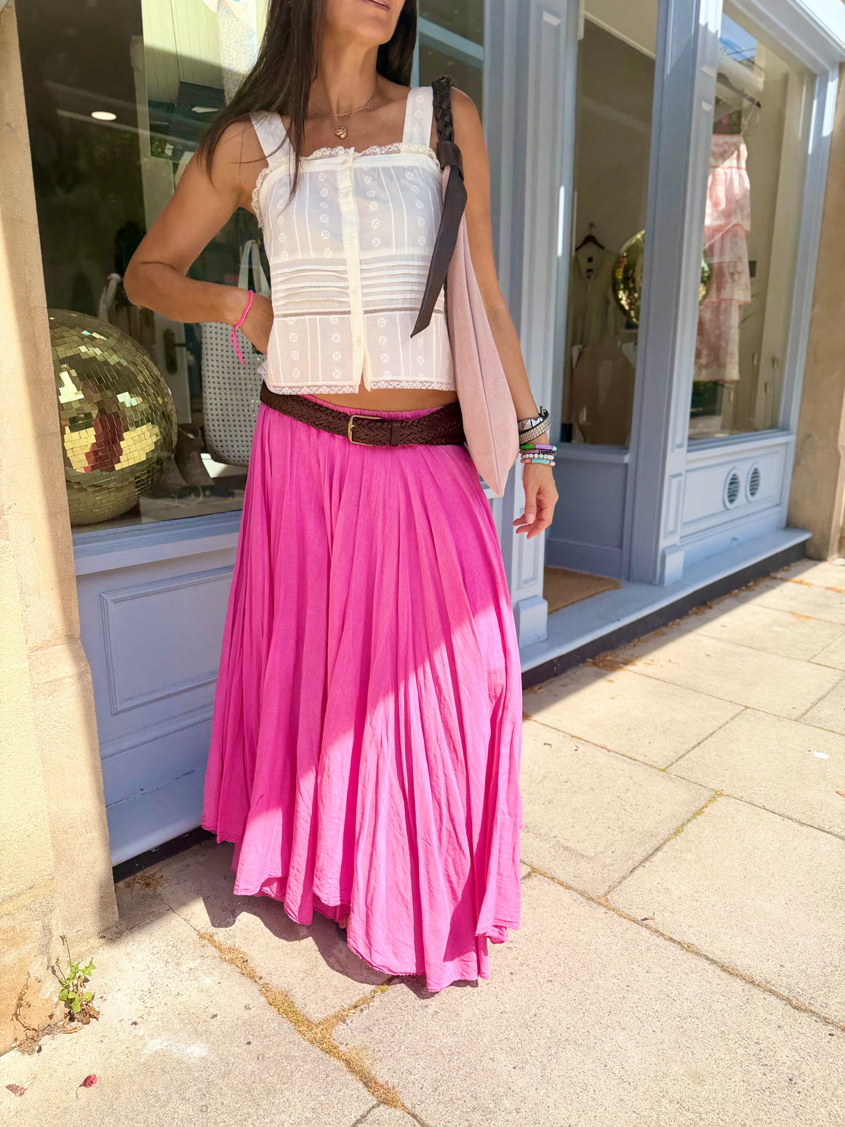 Joy Midi Skirt - Hot Pink