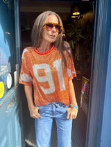 Sequin NFL Inspired Top - Orange