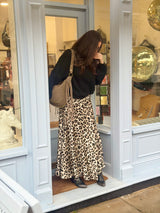 Layla Animal Print Midi Skirt - Sand
