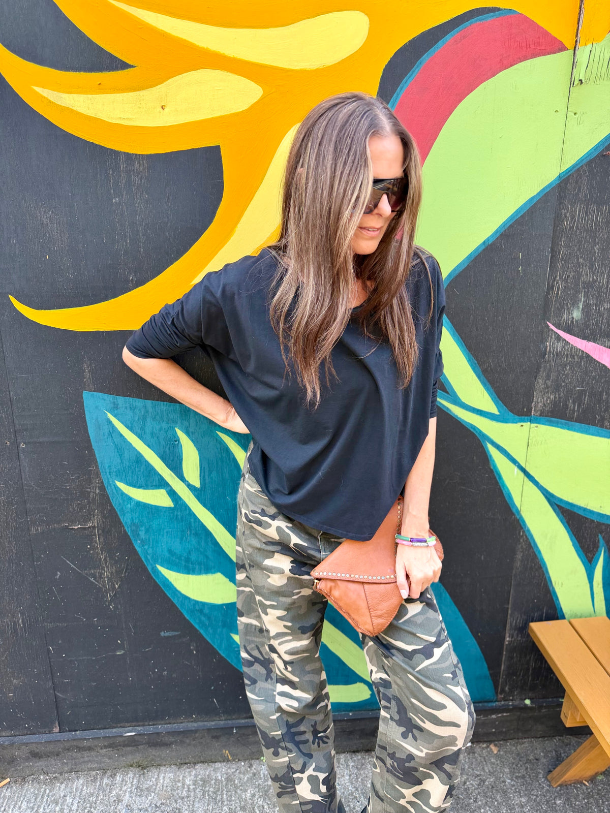 Slouchy LS Top - Black