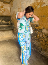 Praia Printed Trouser Set - Blue