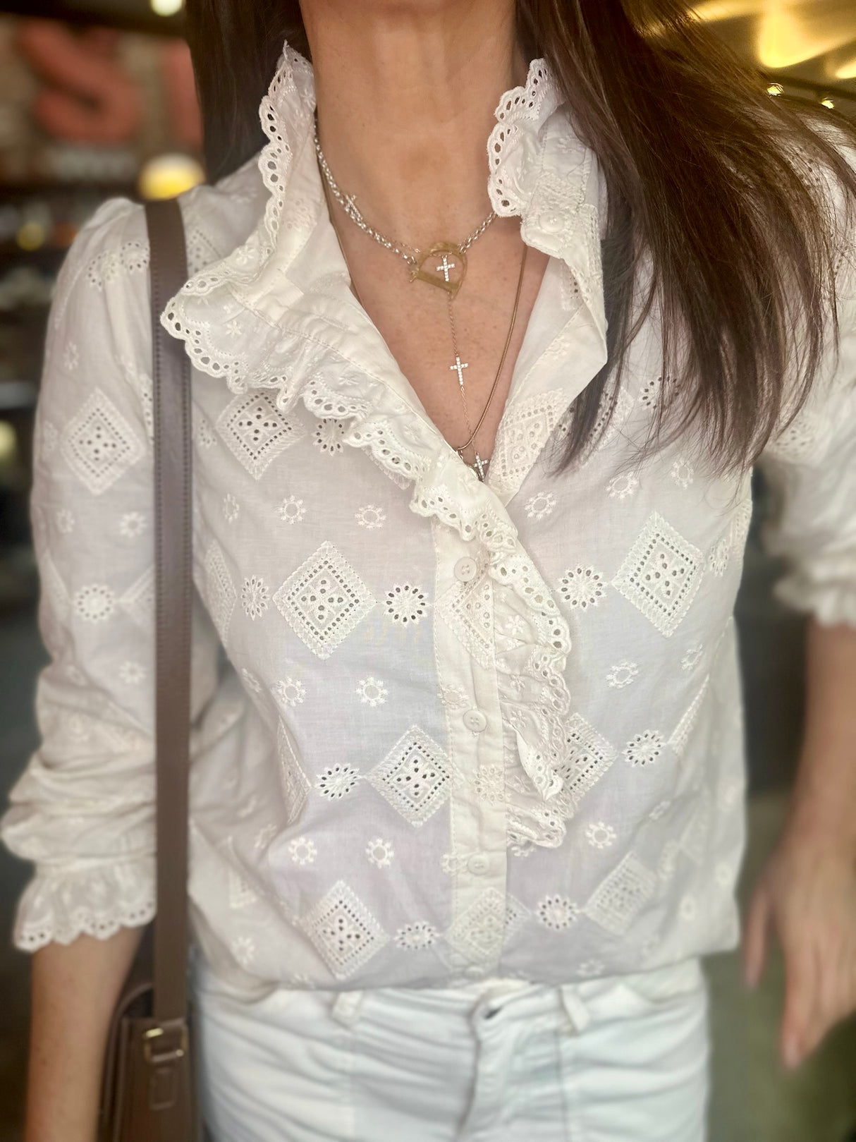 Blusa bordada Jolie - Crema