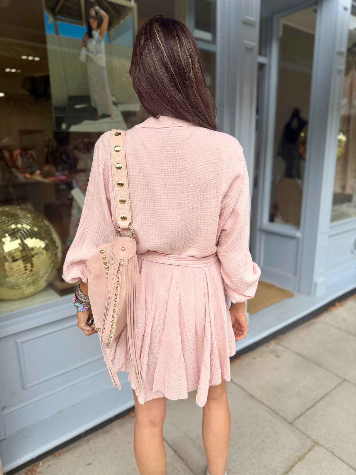 Minnie Cotton Mini Dress- Soft Pink