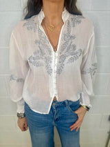 Blusa bordada Neomie blanca