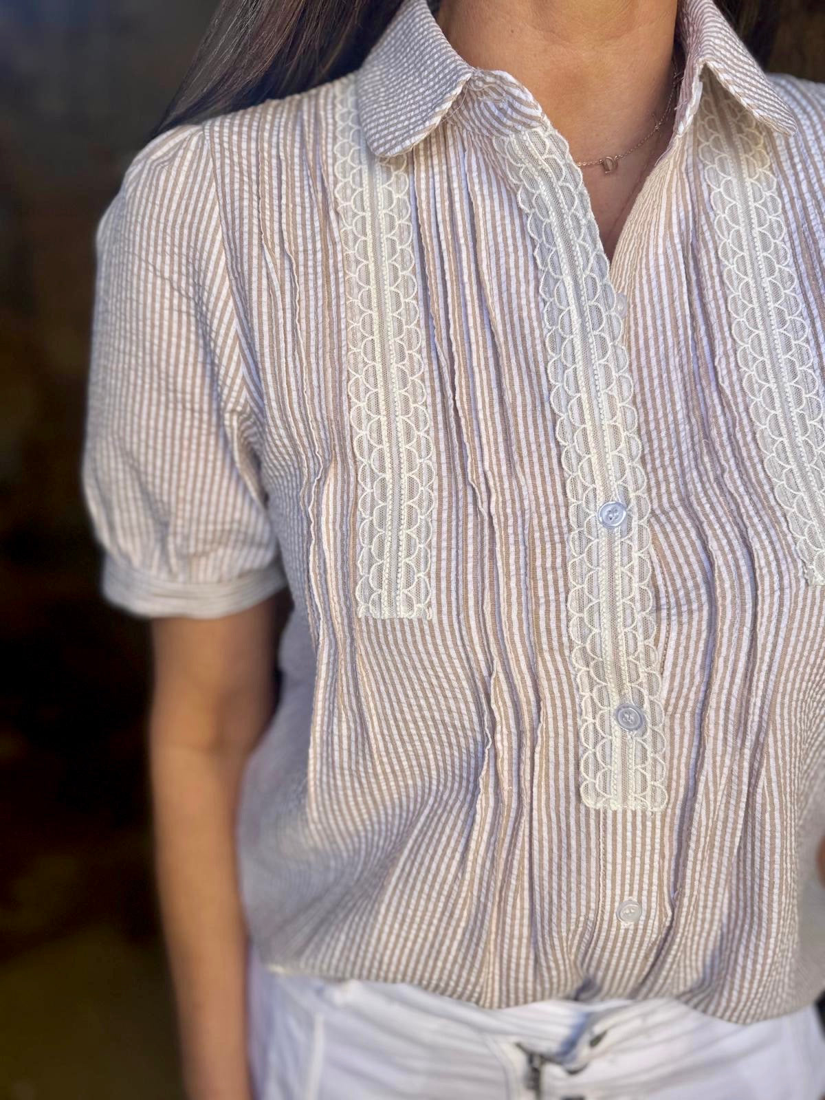 Dorra Short Sleeve Blouse - Camel