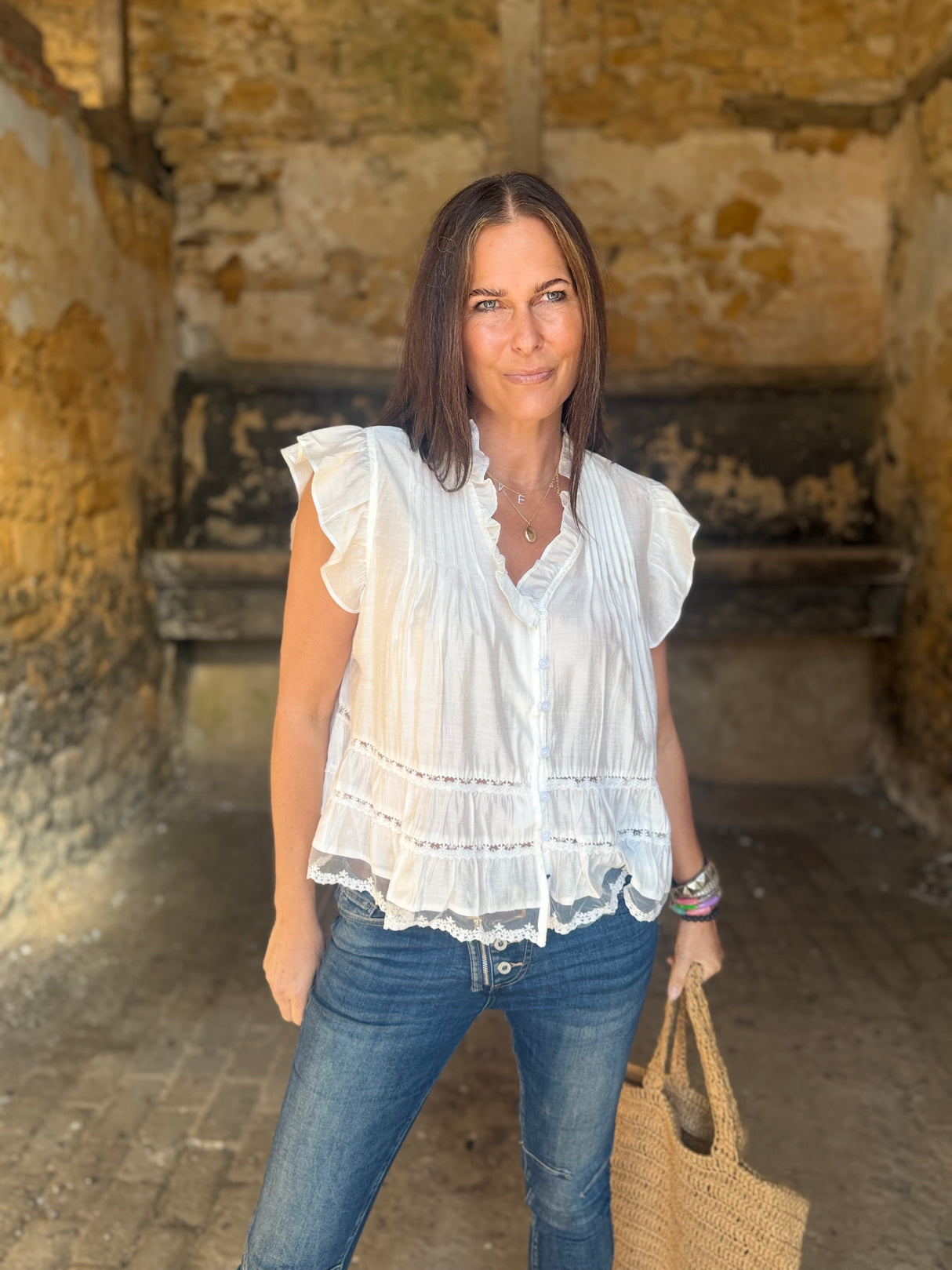 Arden Ruffle Blouse - White