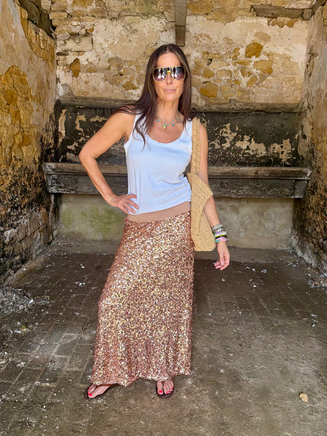 Seline Sequin Skirt - Rose Gold