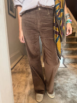 Row Corduroy Wide Leg Pant - Chocolate