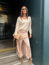 Highland Satin Lace Skirt - Blush