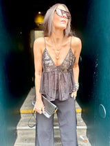 Liza Sequin Camisoles - Black