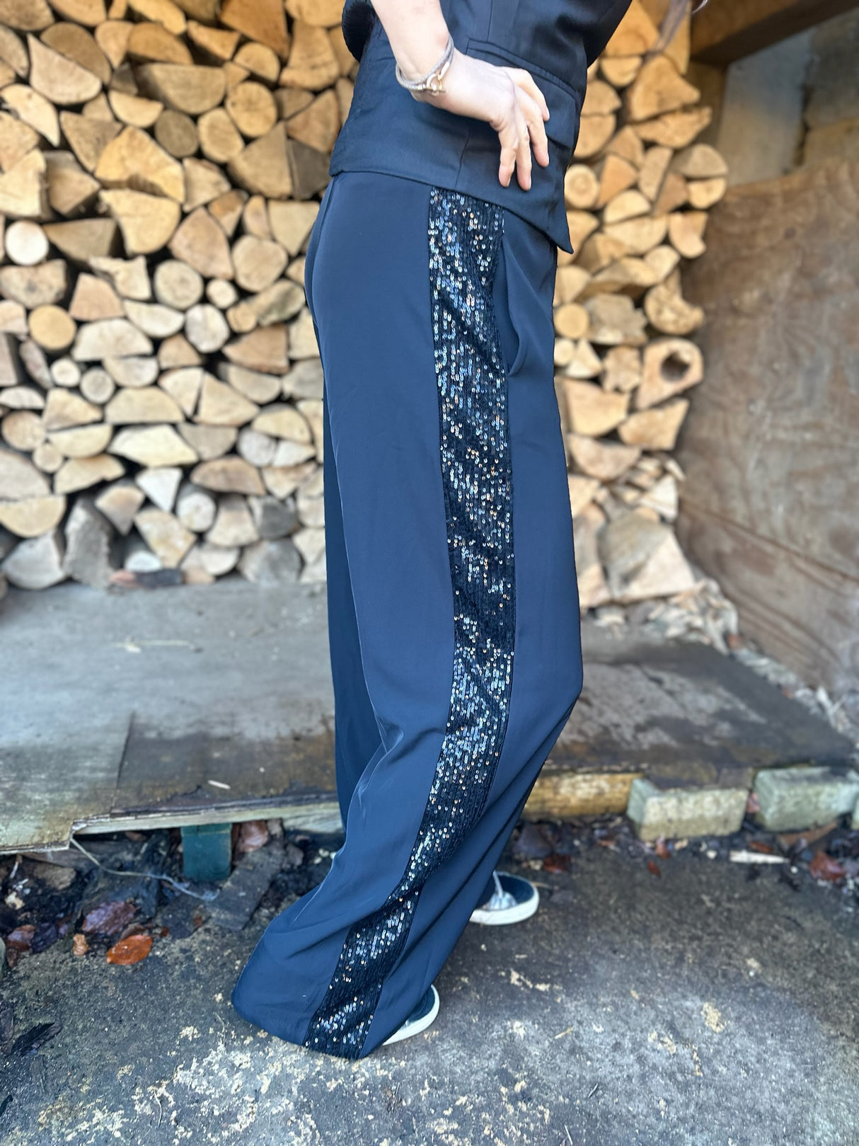 Pantalón Tempest - Negro con lentejuelas negras