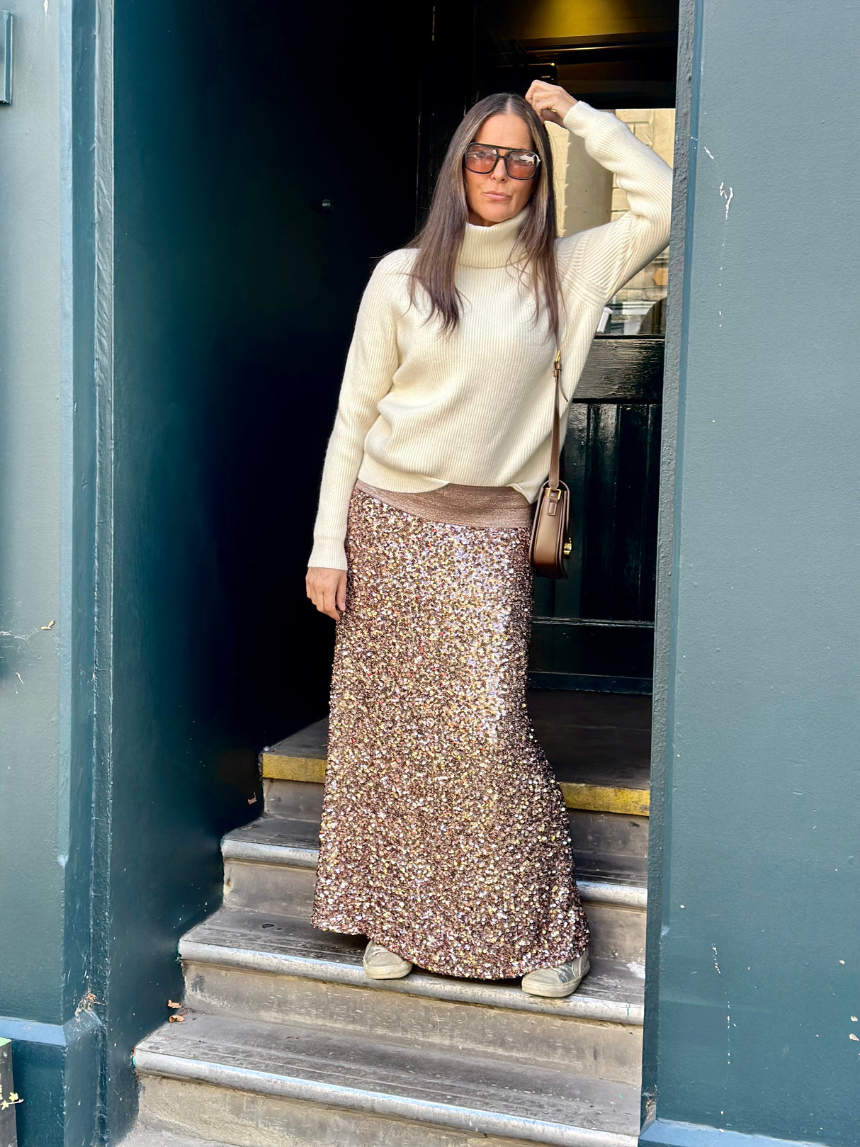 Seline Sequin Skirt - Rose Gold