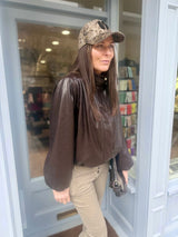 Maz Faux Leather Jacket - Choc