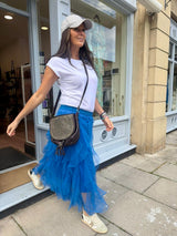 Rosalie Tulle Midi Skirt - Cobalt Blue