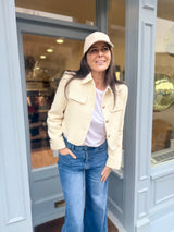 Verity Sequin Cropped Jacket - Ecru