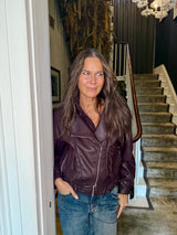 Cleo Faux Leather Jacket - Burgundy