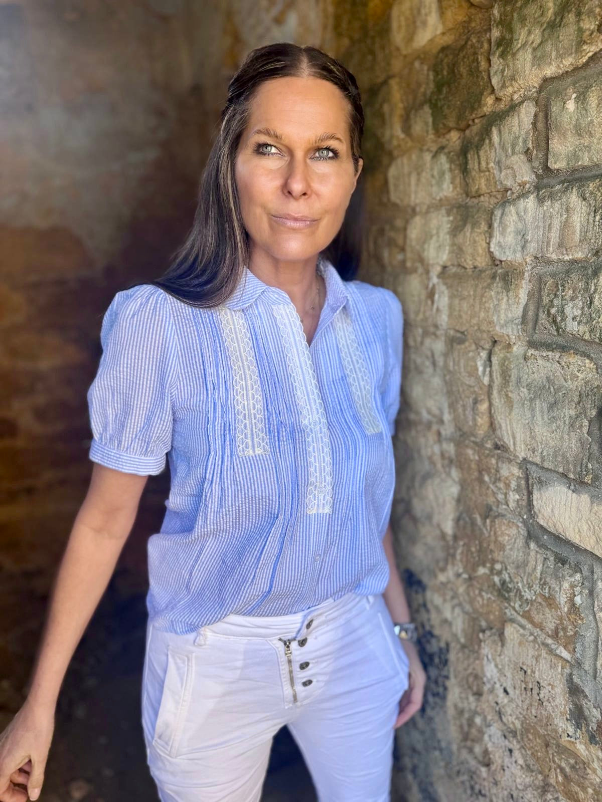 Dorra Short Sleeve Blouse - Blue