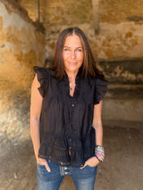 Arden Ruffle Blouse - Black