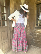 Believer Tiered Maxi Skirt Persian Rose