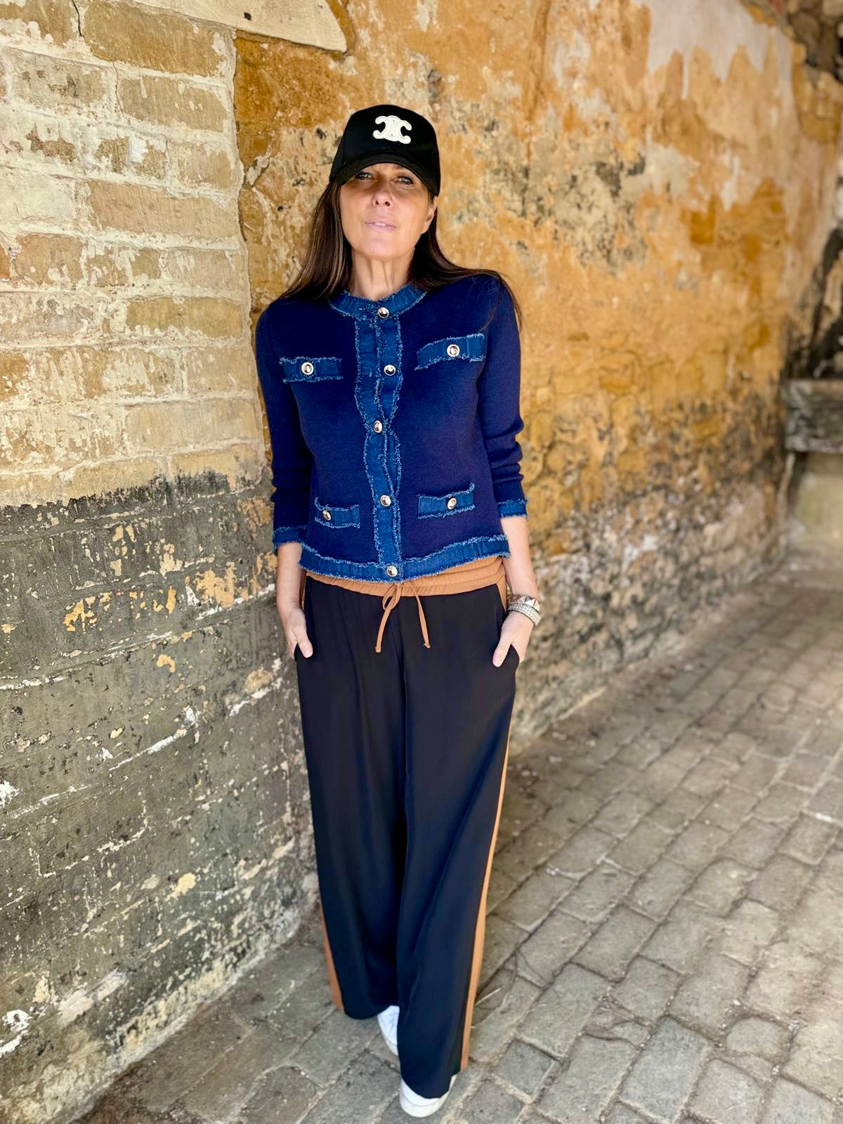 Pantalón Tempest - Negro con raya color tostado