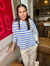 Blusa de rayas con cuello redondo Paloma - Azul