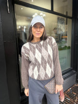 Argyle Crew Neck - Taupe