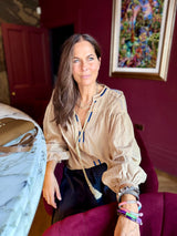 Citrine Blouse With Tassel - Beige