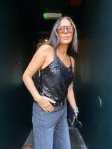 Harley Lace Sequin Cami - Black