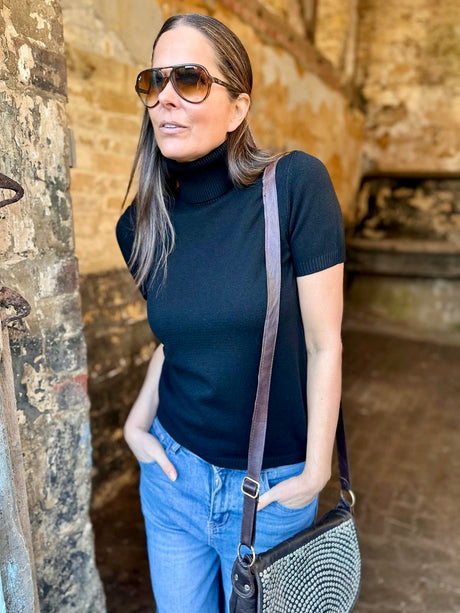 Polo de manga corta Inés - Negro