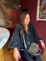 Citrine Blouse With Tassel - Black