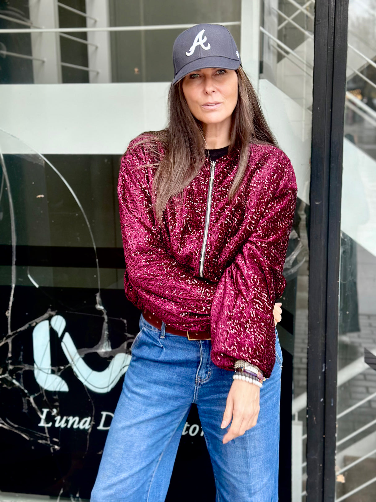 Marant Sequin Bomber - Cherry