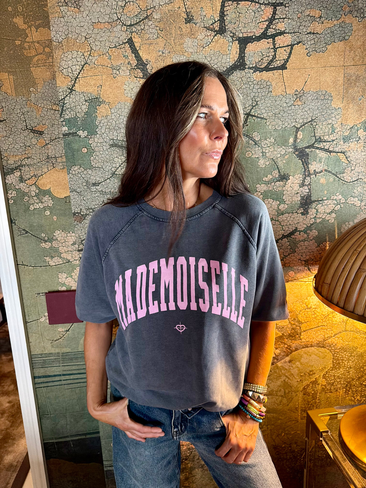 Mademoiselle Sweatshirt - Charcoal/Pink
