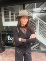 Clare Essential Top With Lace - Black