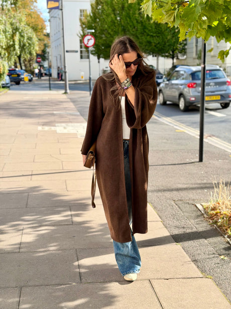 Saville Long Line Knit - Chocolate