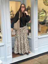 Layla Animal Print Midi Skirt - Sand
